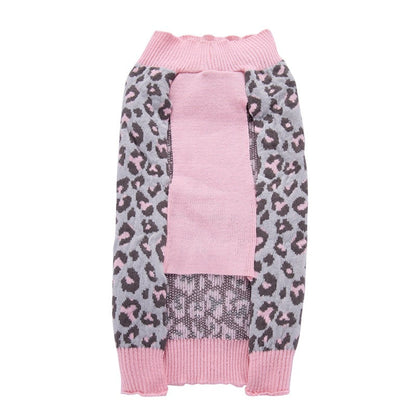 Pink Leopard Knit Dog Sweater