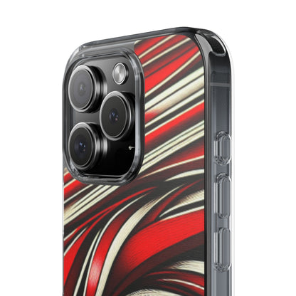 Red & White Swirl Abstract Clear Phone Case
