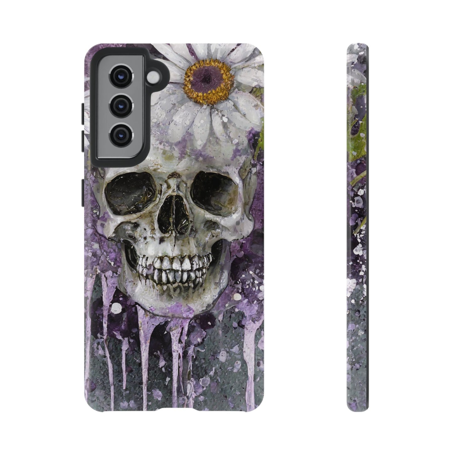 Plum Skull and Daisy Tough Phone Case