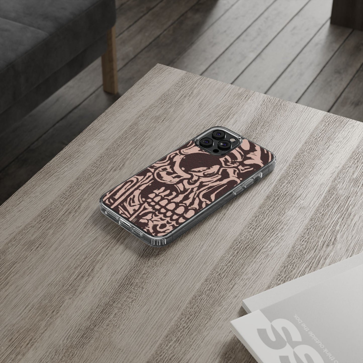Gothic Abstract Skull Clear Phone Case