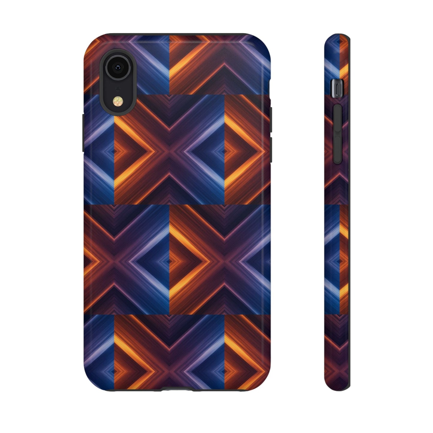 Stylish Tough Phone Case With Blue & Orange Abstract Design