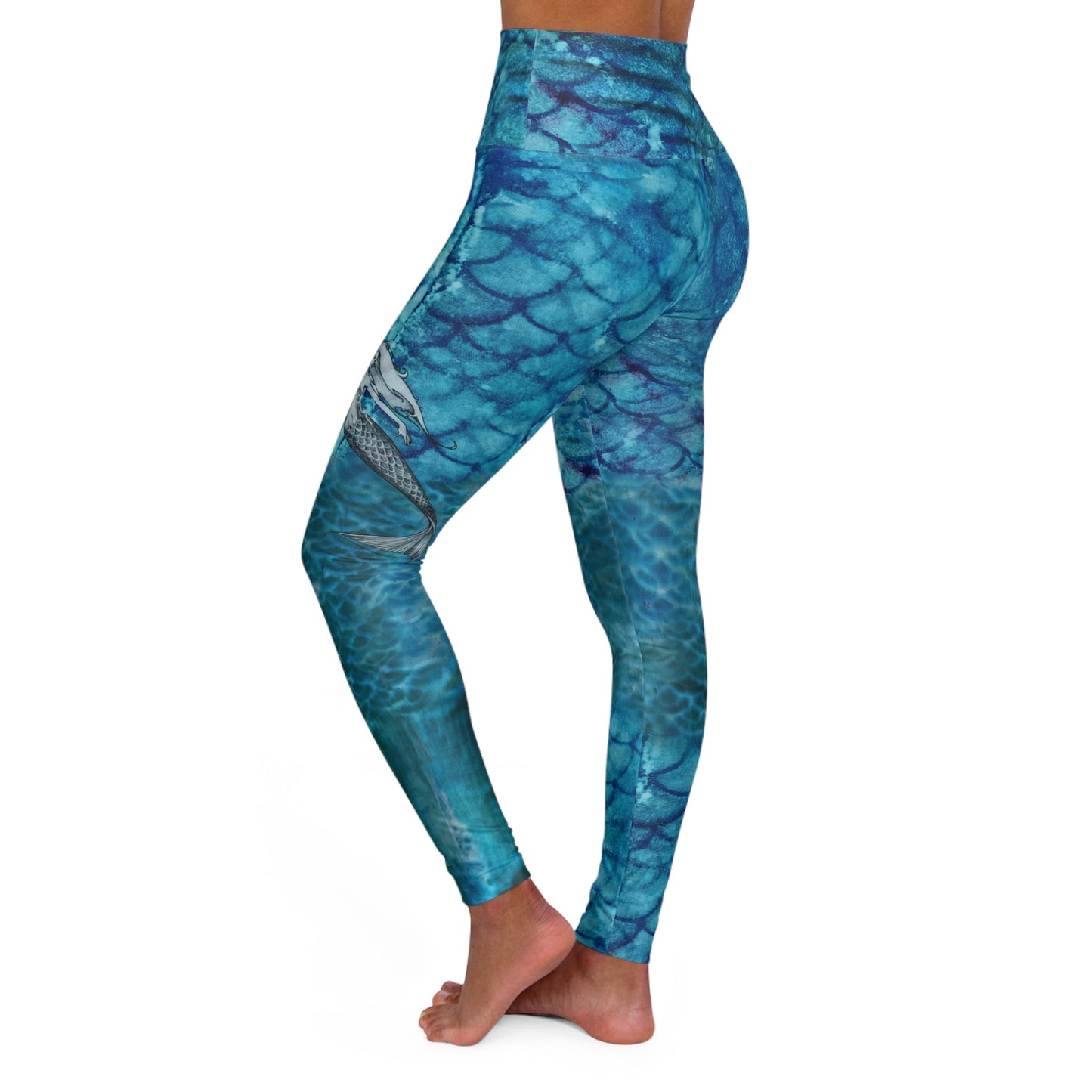 Ocean Goddess Mermaid Dos High Waisted Leggings