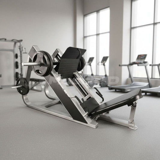 45-Degree Compact Leg Press - Muscle D Fitness - Space Saving Design, Plate Loaded, Adjustable Back Pad