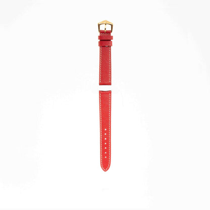 Red Hammered Calfskin Ecru Stitches Watch strap