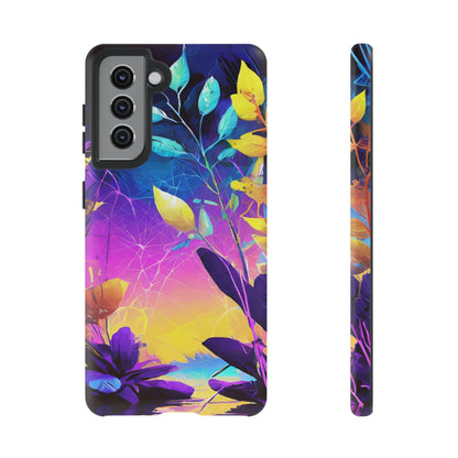 Artistic Vibrant Neon Floral Leaf Tough Phone Case