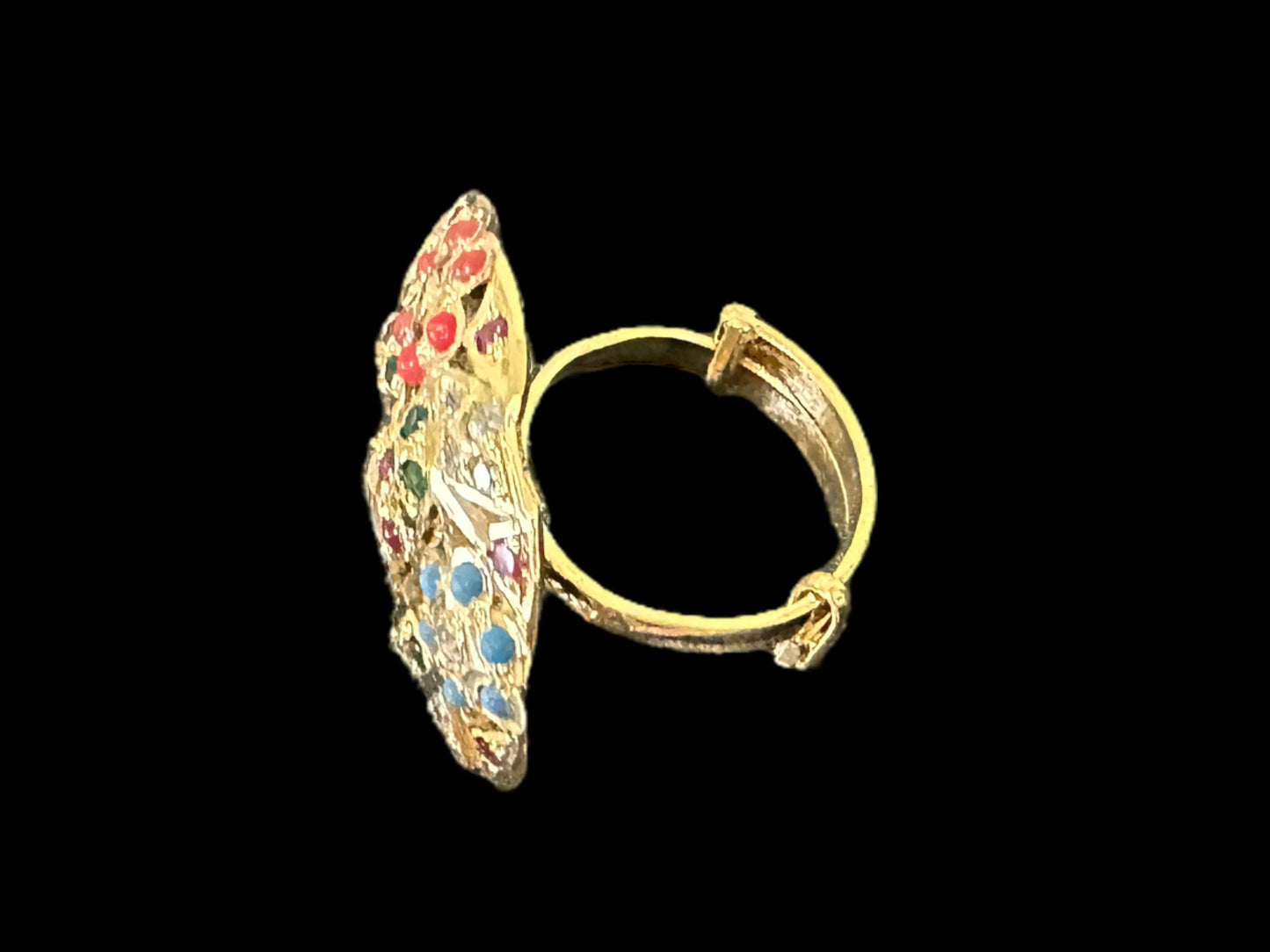 Gold plated silver ring in navratan  ( READY TO SHIP  )
