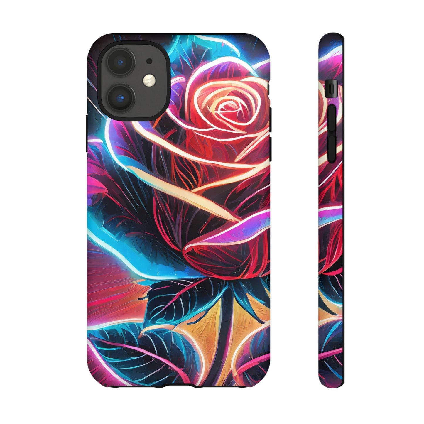 Artistic Neon Rose Tough Phone Case