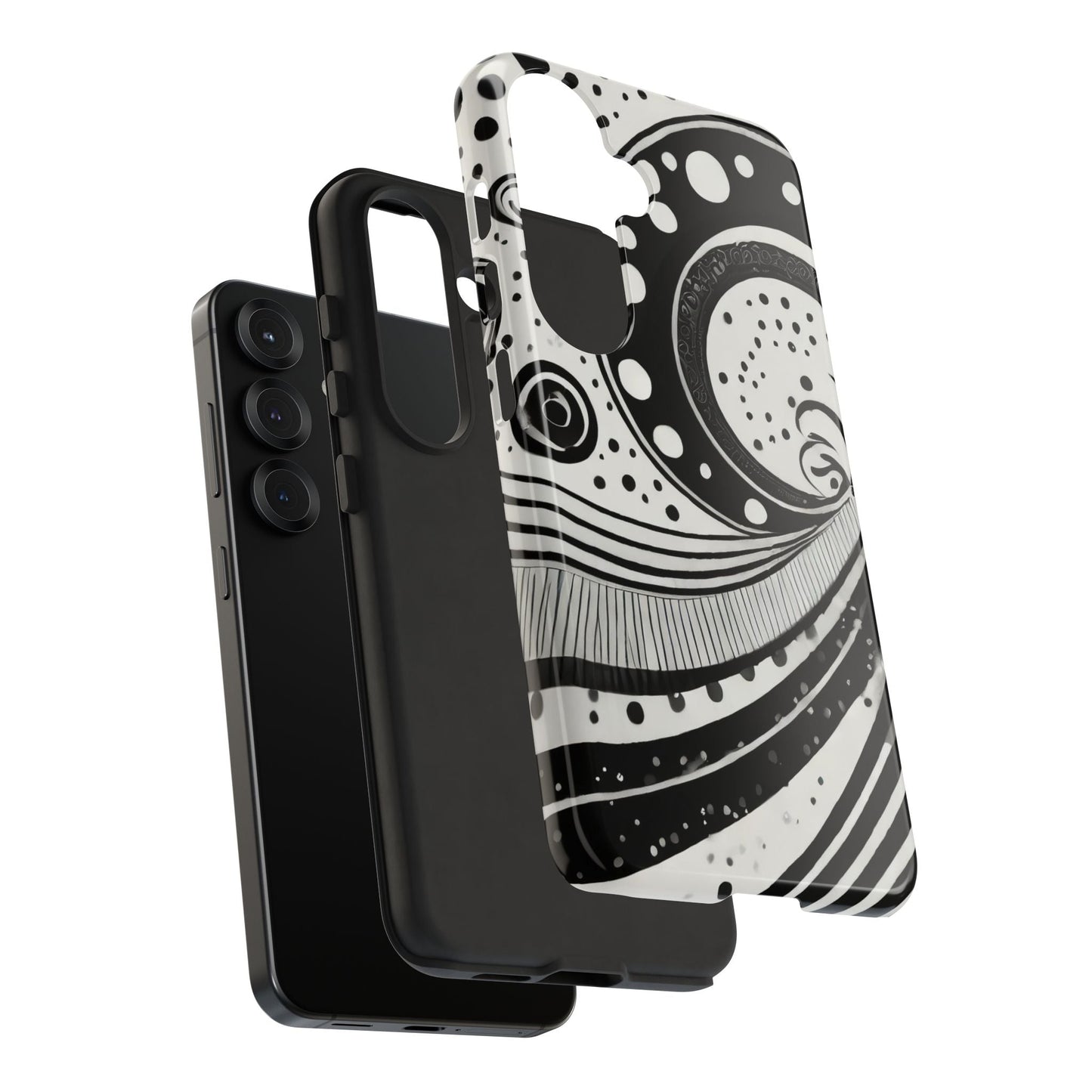 Artistic Black & White Swirl Tough Phone Case