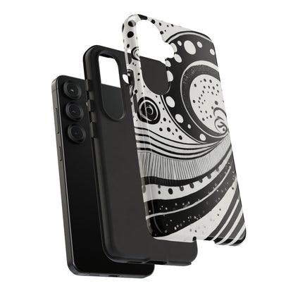 Artistic Black & White Swirl Tough Phone Case