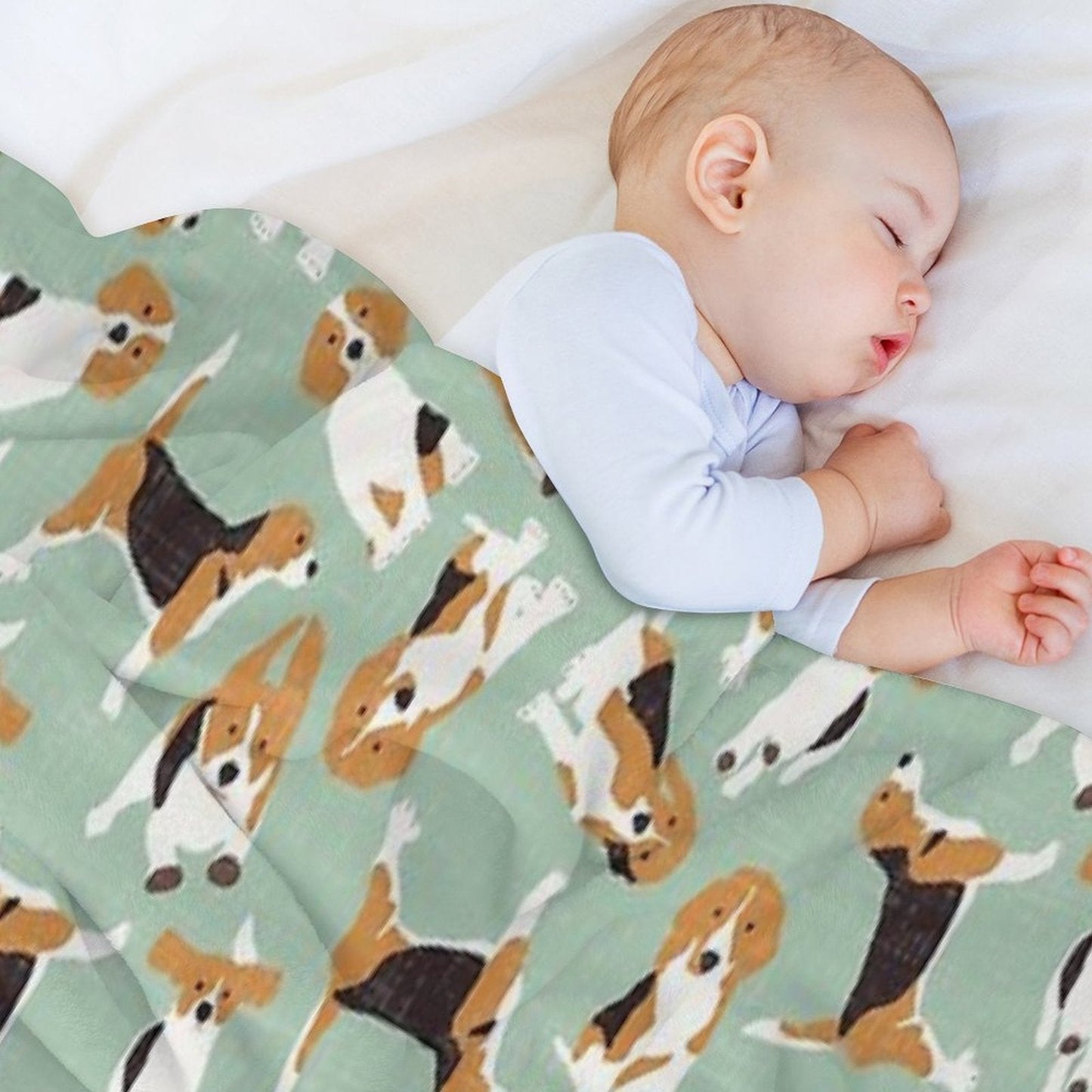 Beagle Scatter Mint Throw Blanket