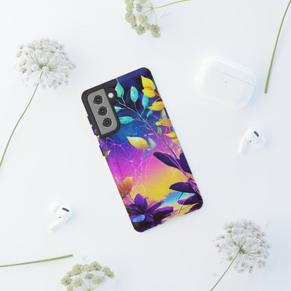 Artistic Vibrant Neon Floral Leaf Tough Phone Case