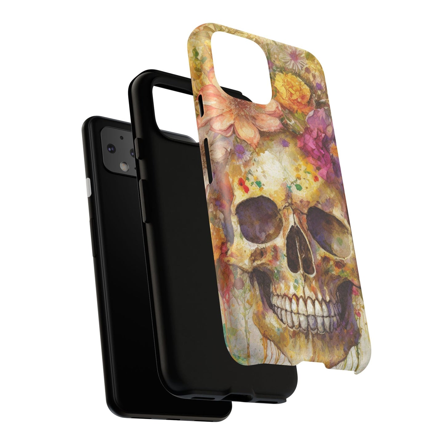 Unique Floral Skull Tough Phone Case