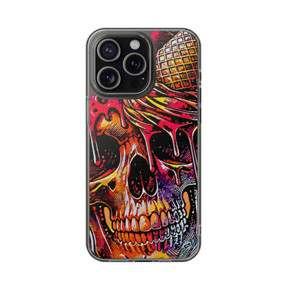 Neon Ice Cream Skull Clear Phone Case