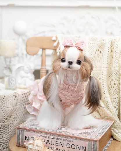 Luxury design high quality dog dress lace big bow
