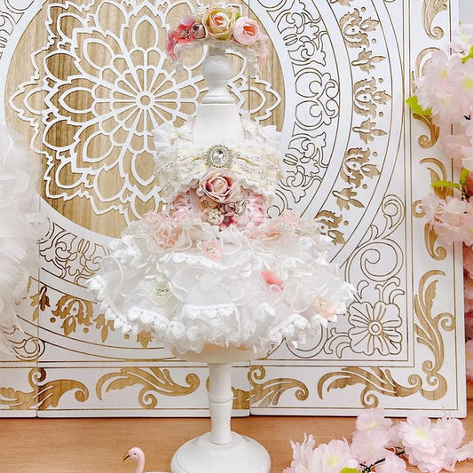 High quality handmade dog dress lace flowers