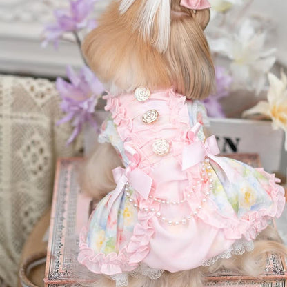 Luxury design dog dress pearls chain accessories 2 colors