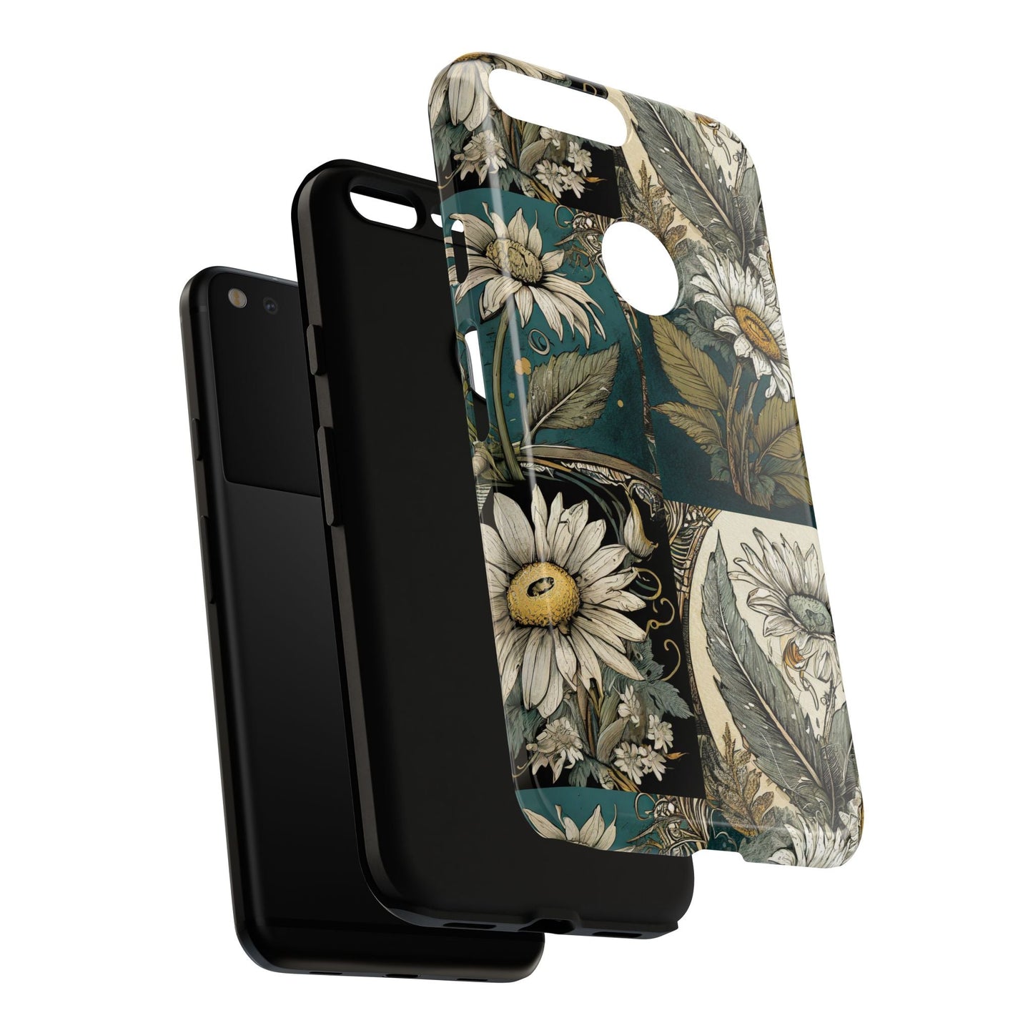 Abstract Teal Daisy Tough Phone Case