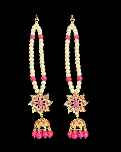 DER761 Ruby gold plated Karanphool jhumka ( Ruby ) ( READY TO SHIP )