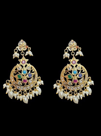 BR488 Meena hyderabadi bridal set in Navratan with pearls ( READY TO SHIP )