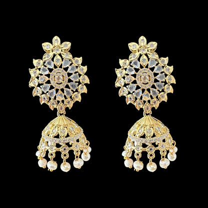 PS318  fresh water pearl pendant set in clear stones   ( READY TO SHIP )