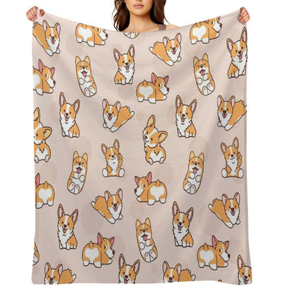 Corgi Puppy Fun Throw Blanket