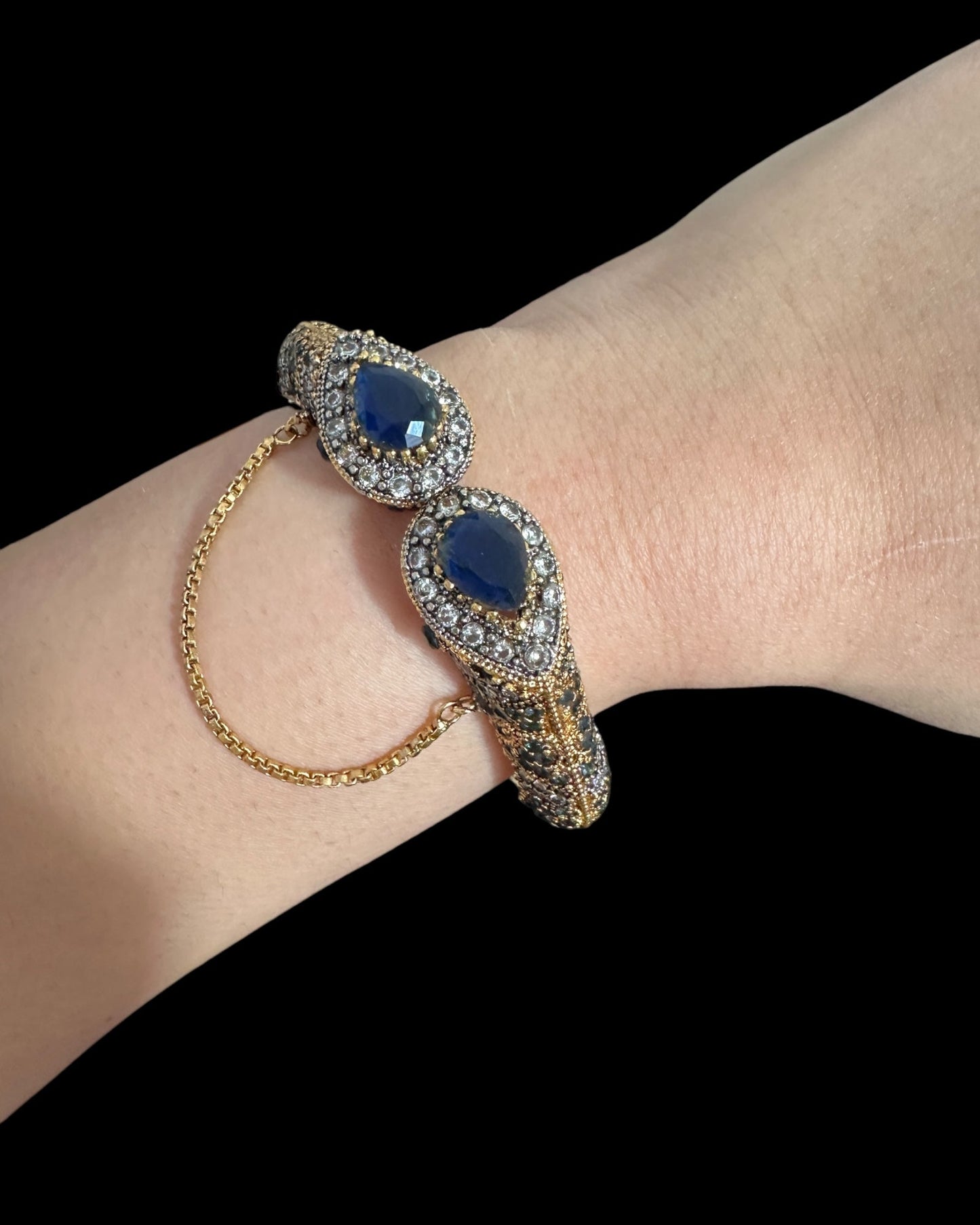 BG807 SALWA zircon bangles -Blue , openable ( SHIPS IN 4 WEEKS  )
