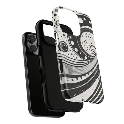 Artistic Black & White Swirl Tough Phone Case