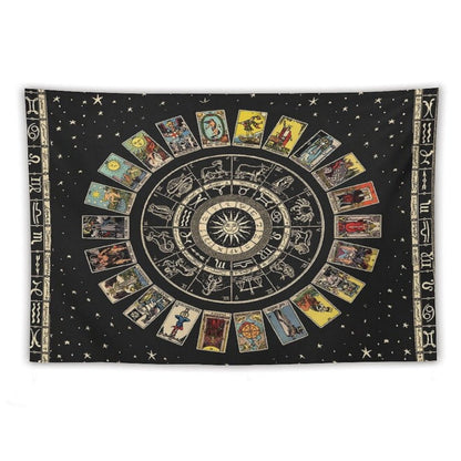 Wheel of The Zodiac, Astrology Chart And The Major Arcana Tarot Tapestry
