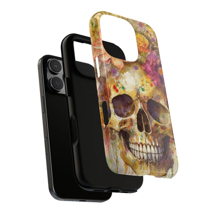 Unique Floral Skull Tough Phone Case