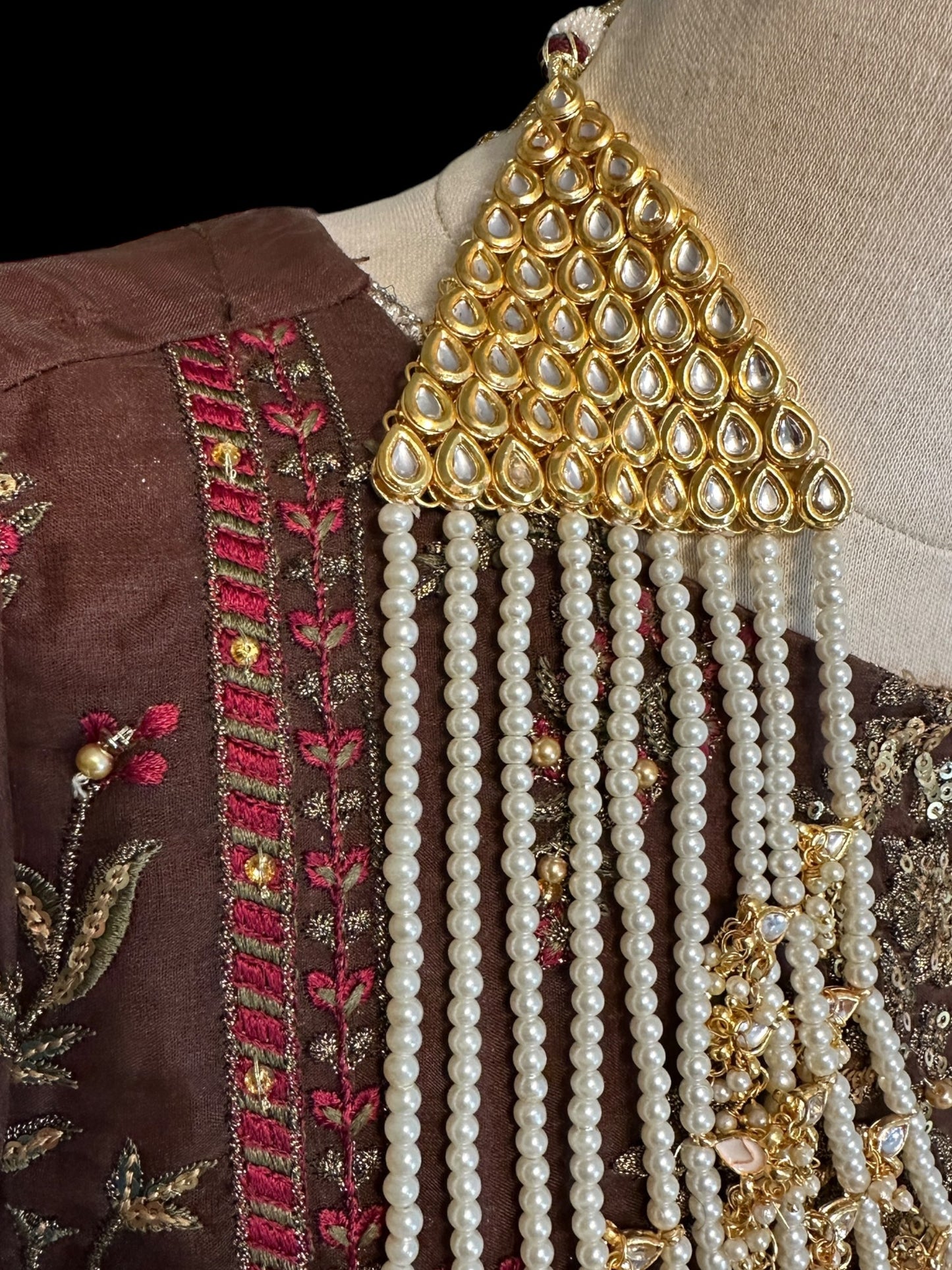 SAT108 ANSA 9 layer satlada in kundan and pearls ( READY TO SHIP )