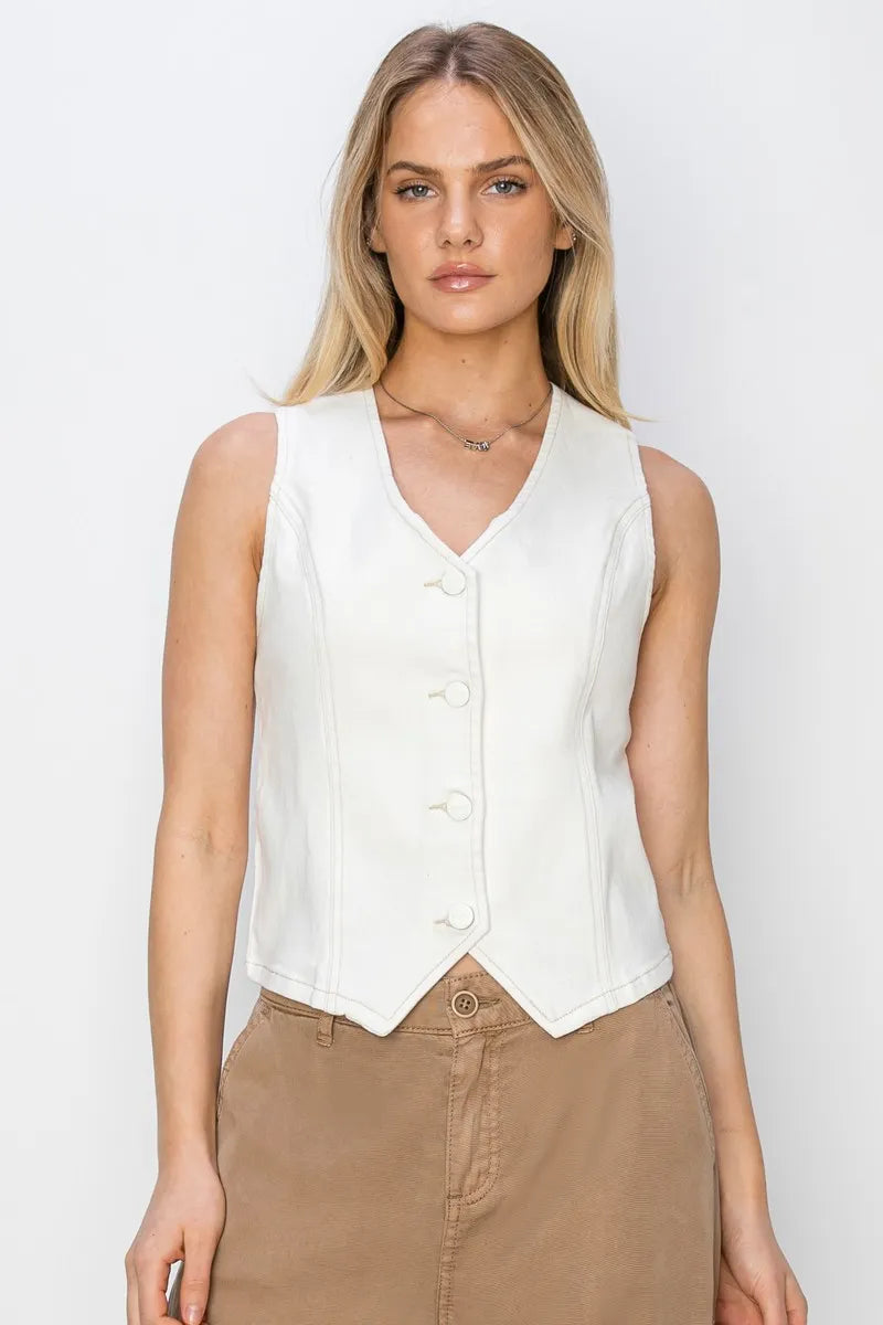 RISEN V Neck Button Down Vest