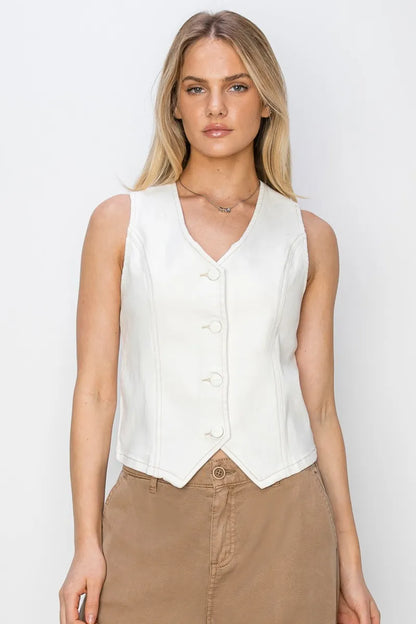 RISEN V Neck Button Down Vest