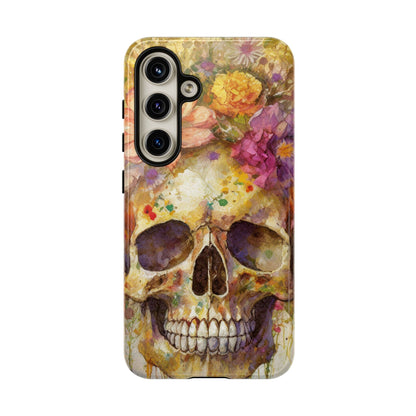 Unique Floral Skull Tough Phone Case