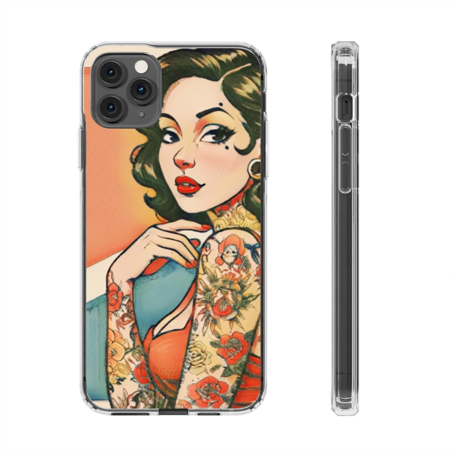 Retro Pin Up Clear Phone Case