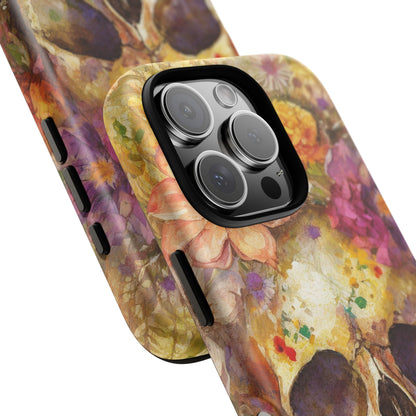 Unique Floral Skull Tough Phone Case
