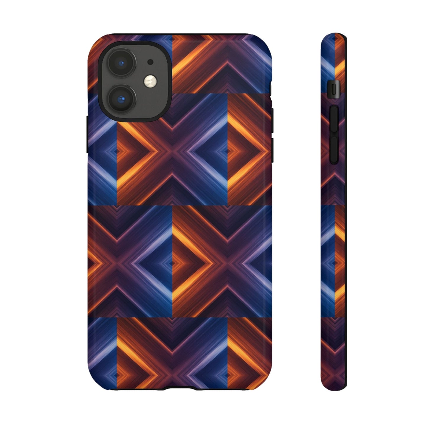 Stylish Tough Phone Case With Blue & Orange Abstract Design