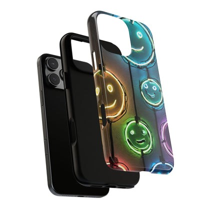 Colorful Neon Smiley Face Phone Case - Tough & Stylish Protection