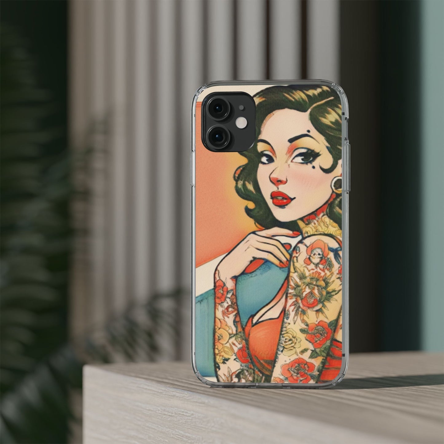 Retro Pin Up Clear Phone Case