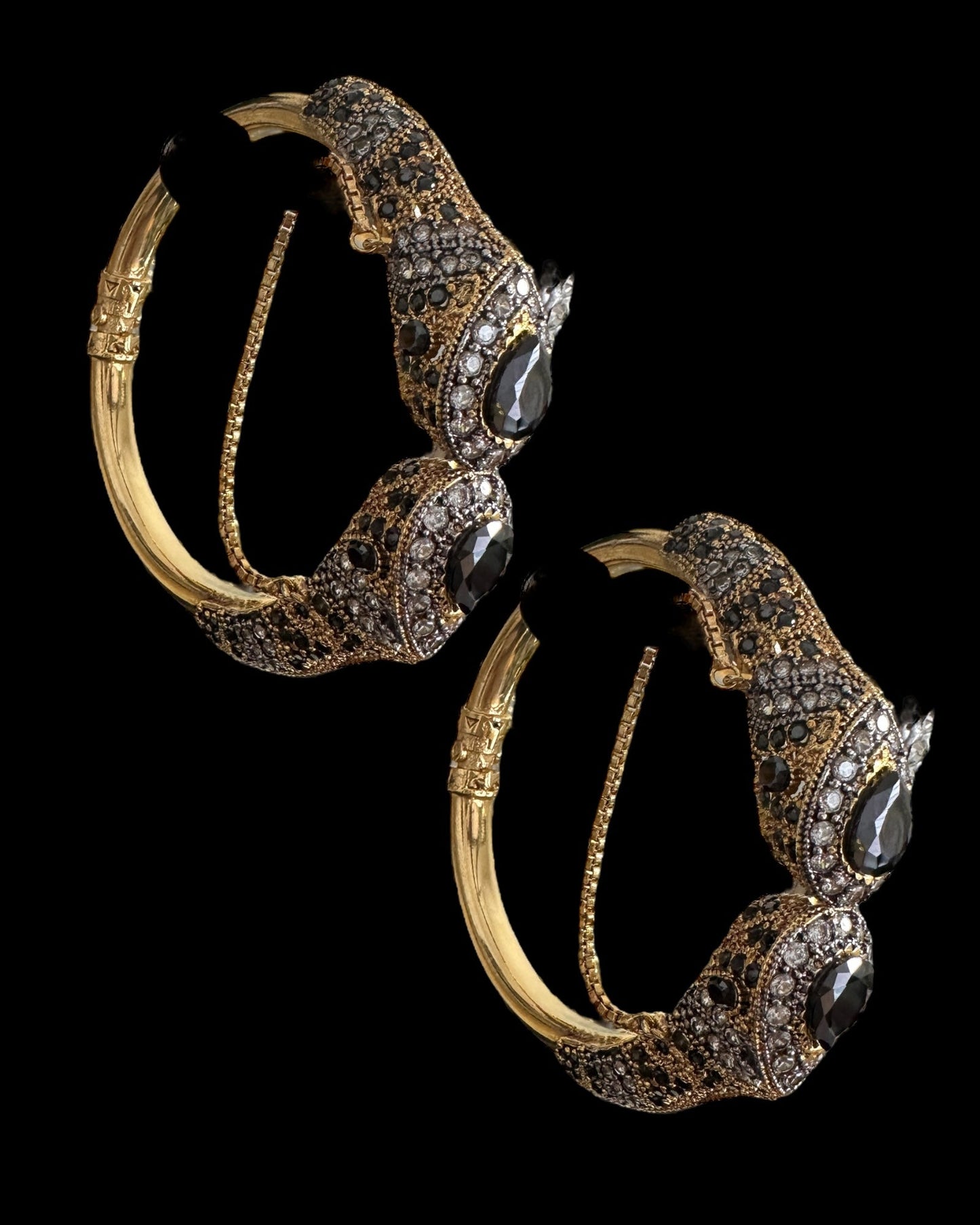 BG803  SALWA zircon bangles - Black openable ( SHIPS IN 4 WEEKS )