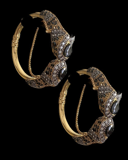 BG803  SALWA zircon bangles - Black openable ( SHIPS IN 4 WEEKS )