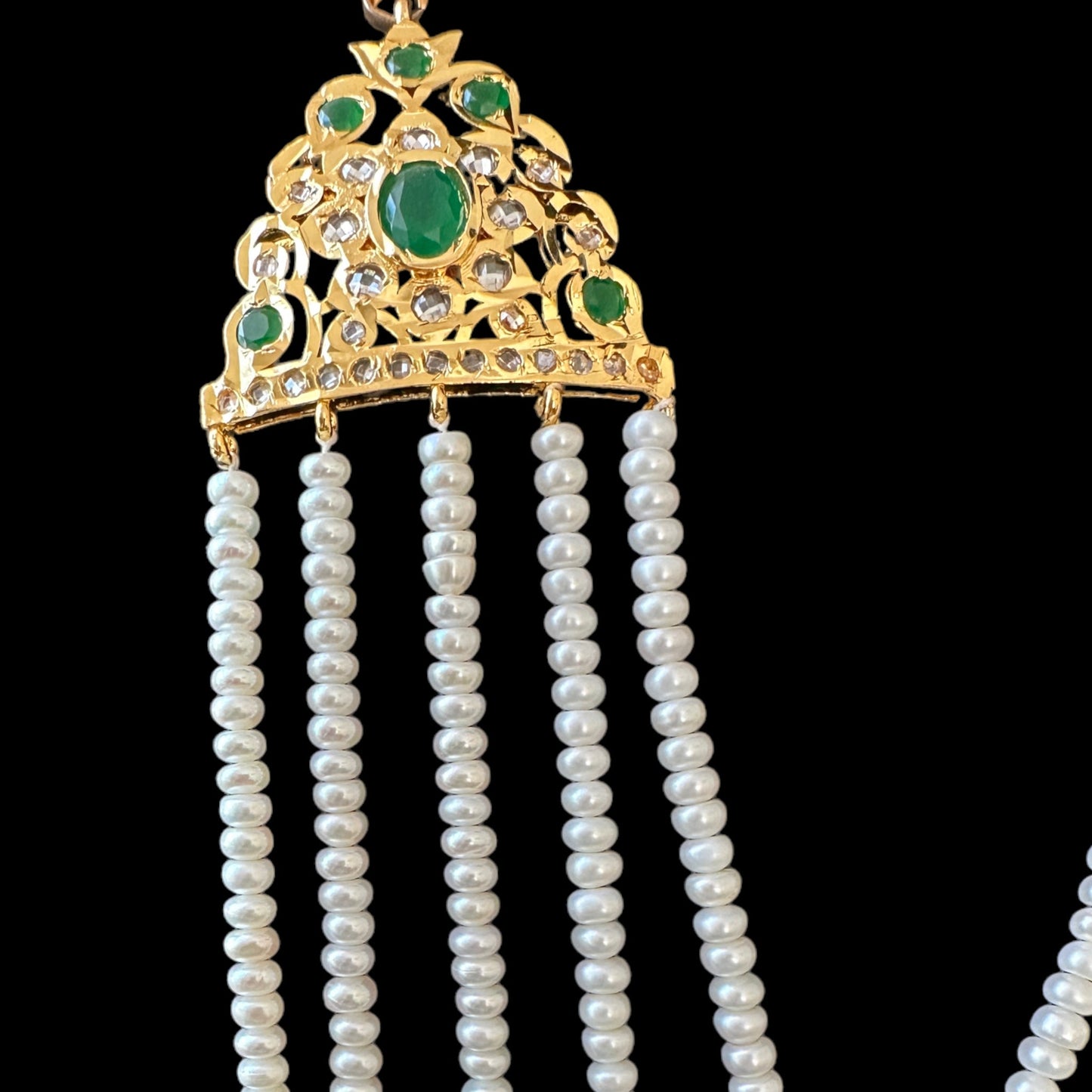 SAT92 Fresh water pearl and emerald beads satlada ( READY TO SHIP )