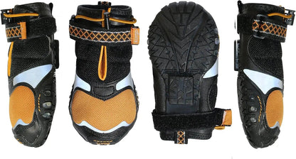 Step N' Strobe Dog Shoes - Water Resistant Dog Boots for All Seasons - Anti-Slip Protective Dog Footwear - LED Light up Soles - Reflective High Visibility Footwear - Set of 4 - X-Large