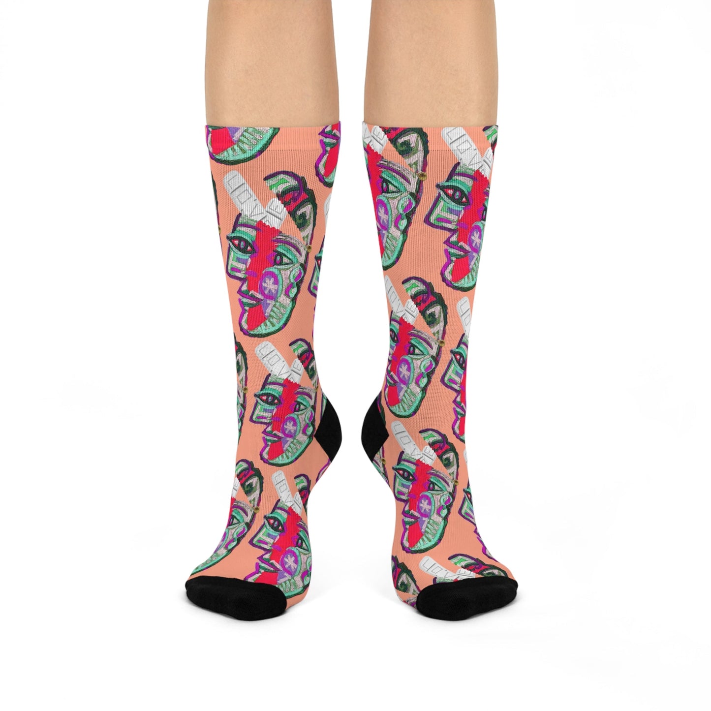 LOVE PILL Cushioned Crew Socks Peach Whip