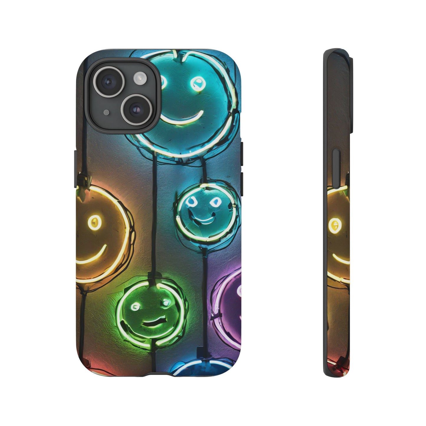 Colorful Neon Smiley Face Phone Case - Tough & Stylish Protection