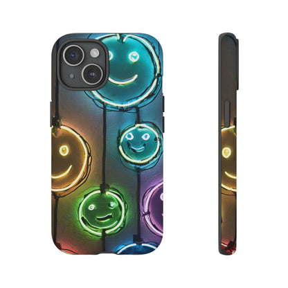Colorful Neon Smiley Face Phone Case - Tough & Stylish Protection