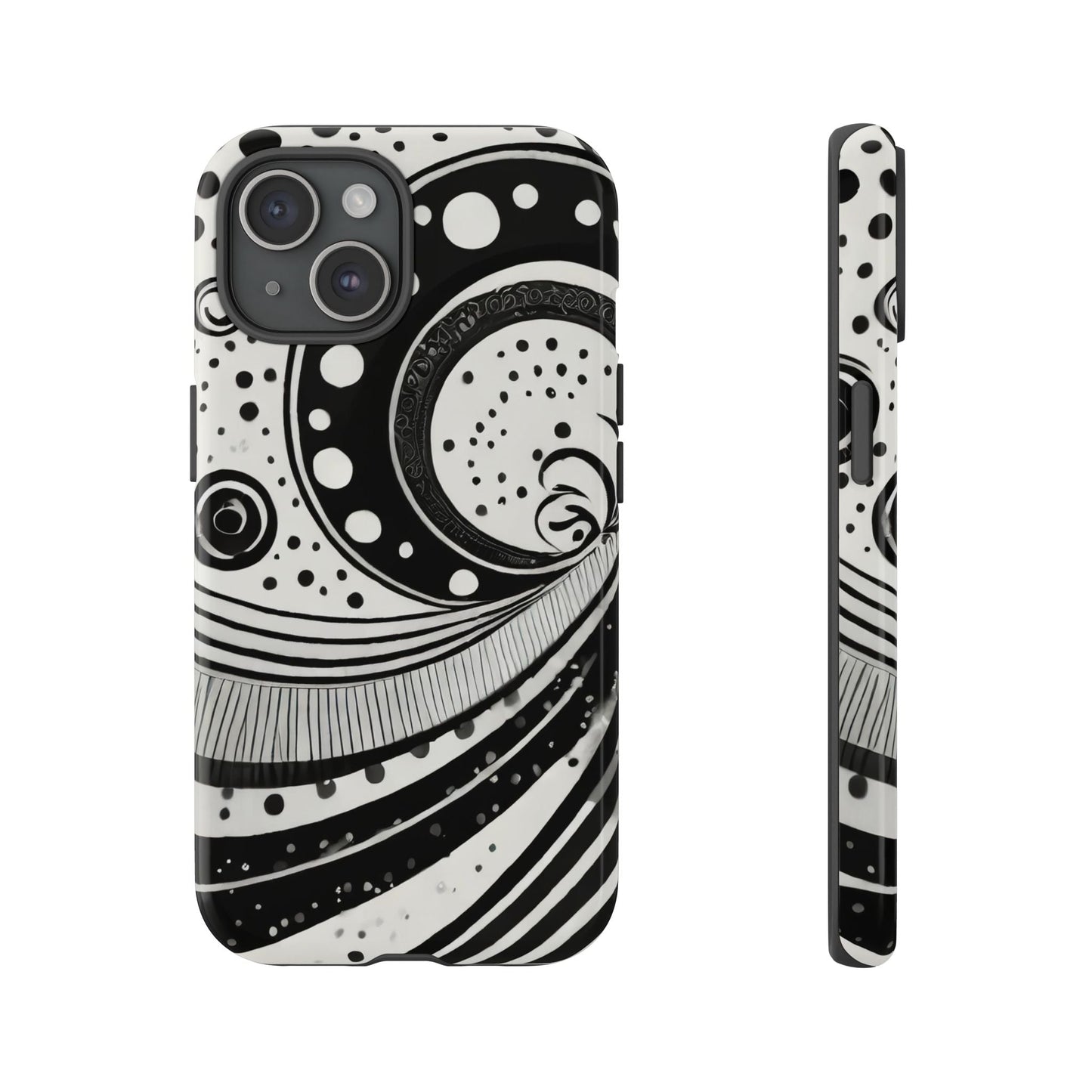 Artistic Black & White Swirl Tough Phone Case