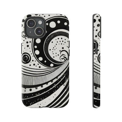 Artistic Black & White Swirl Tough Phone Case
