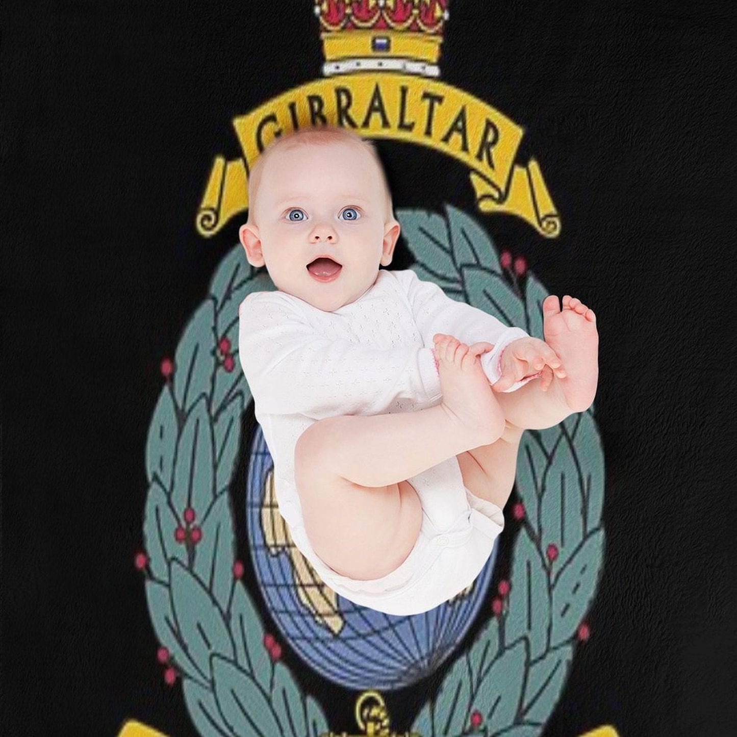 Royal Marines Commando Gibraltar Emblem Throw Blanket