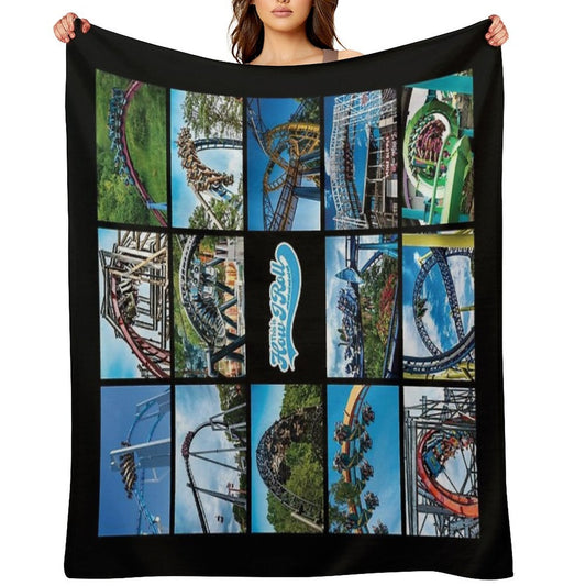 This Is How I Roll Roller Coaster Collage Throw Blanket