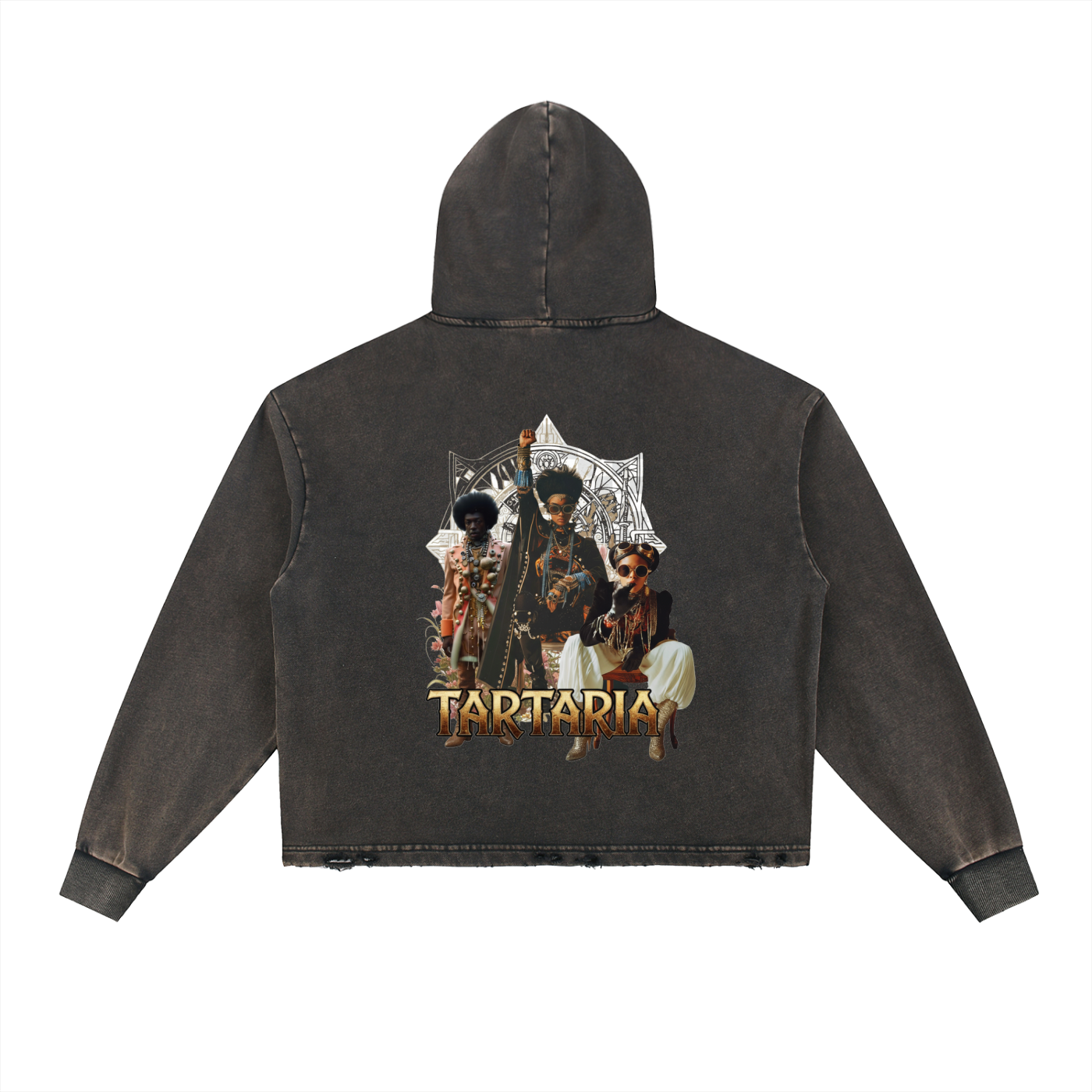 AmaruKhan O.G.'s Vintage Washed Frayed-Hem Hoodie